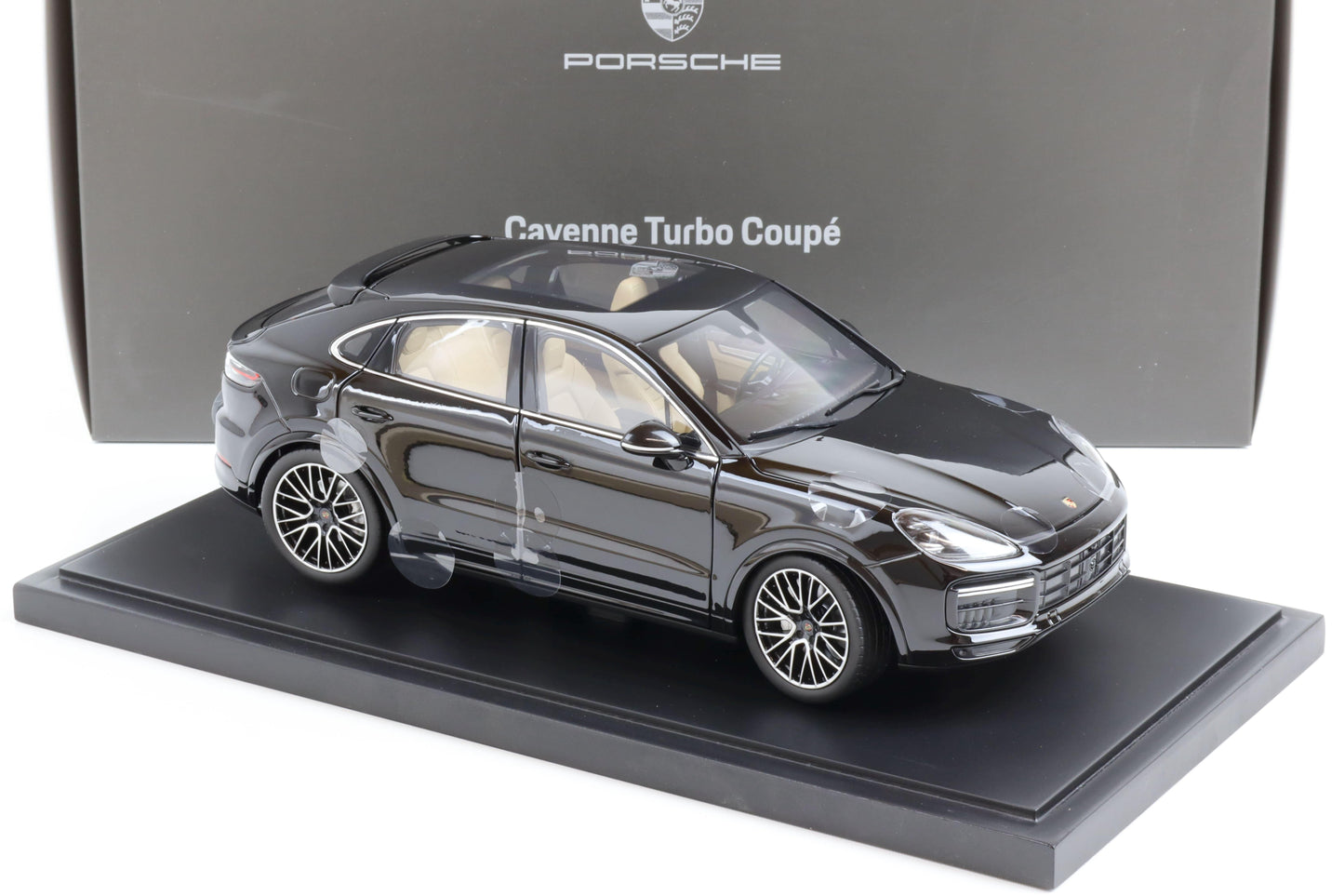 Norev 2019 Porsche Cayenne Turbo Coupe Black Metallic DEALER EDITION w/ DISPLAY 1:18