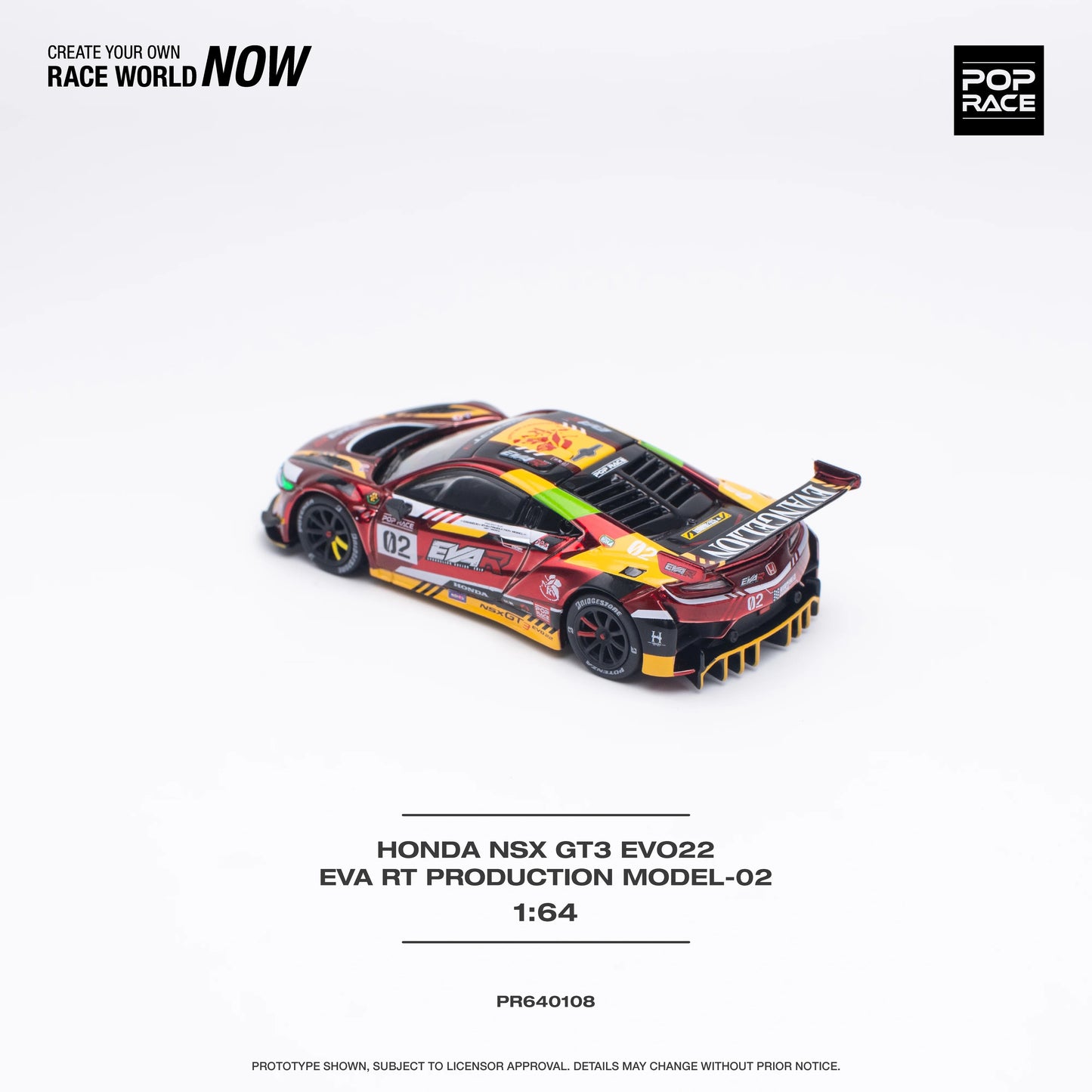 Pop Race Honda NSX GT3 Evo22 EVA RT Model-02 Evangelion Red 1:64