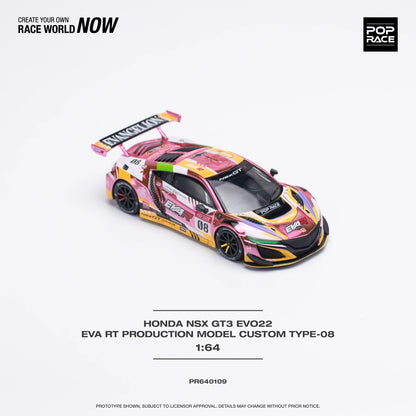 Pop Race Honda NSX GT3 Evo22 EVA RT Evangelion Pink 1:64