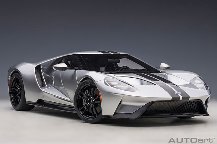 AUTOart 2017 Ford GT Ingot Silver w/ Black Stripes 1:12