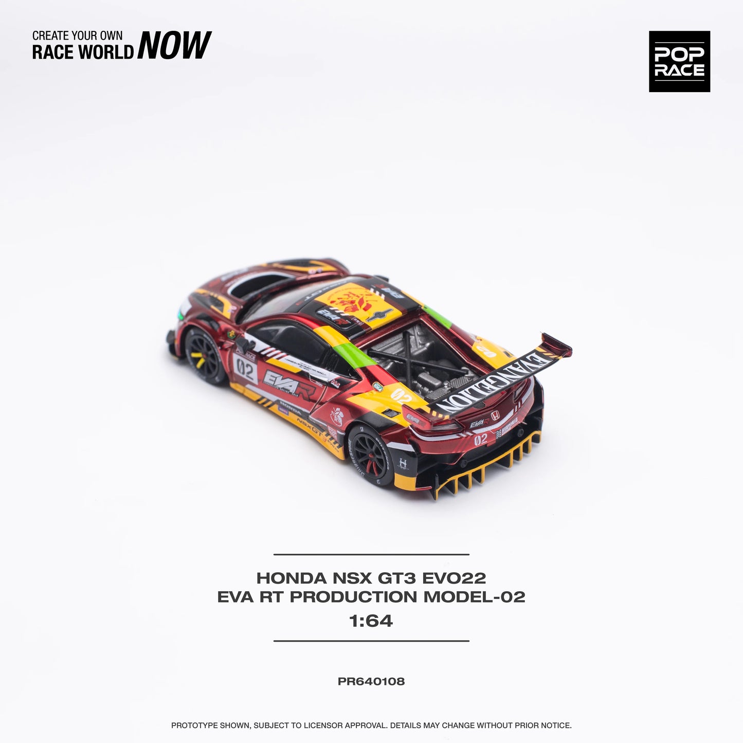 Pop Race Honda NSX GT3 Evo22 EVA RT Model-02 Evangelion Red 1:64