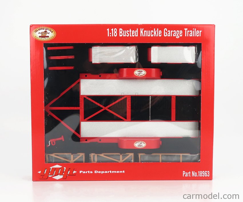 GMP - Accessories - Carrello Auto Transport Trailer The Busted Knuckle Garage Red/Silver 1:18