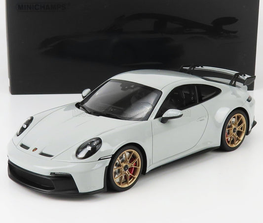 Minichamps 2021 Porsche 911 992 GT3 Chalk Grey w/ Gold Wheels 1:18 SEALED