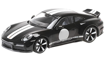 Minichamps 2022 Porsche 911 992 Sport Classic Black w/ Roundel and White Stripes 1:18 SEALED