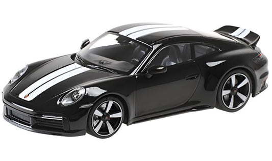 Minichamps 2022 Porsche 911 992 Sport Classic Black w/ White Stripes 1:18 SEALED