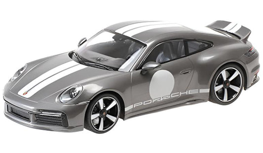 Minichamps 2022 Porsche 911 992 Sport Classic Grey w/ Roundel and White Stripes 1:18 SEALED