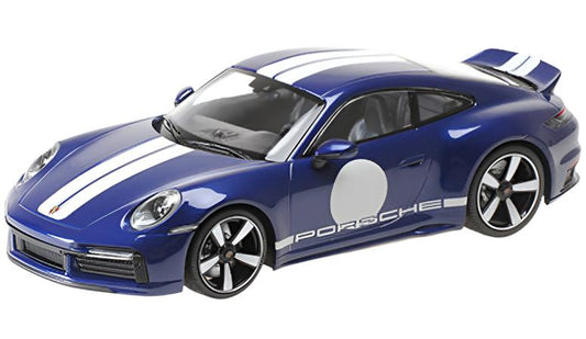 Minichamps 2022 Porsche 911 992 Sport Classic Gentian Blue w/ Roundel and White Stripes 1:18 SEALED