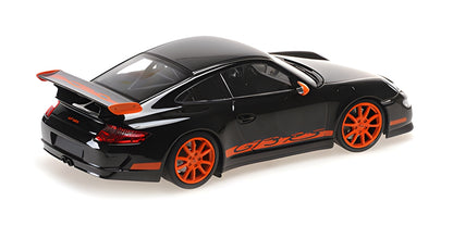 Minichamps 2007 Porsche 911 997 GT3 RS Black w/ Orange Wheels and Deco 1:18