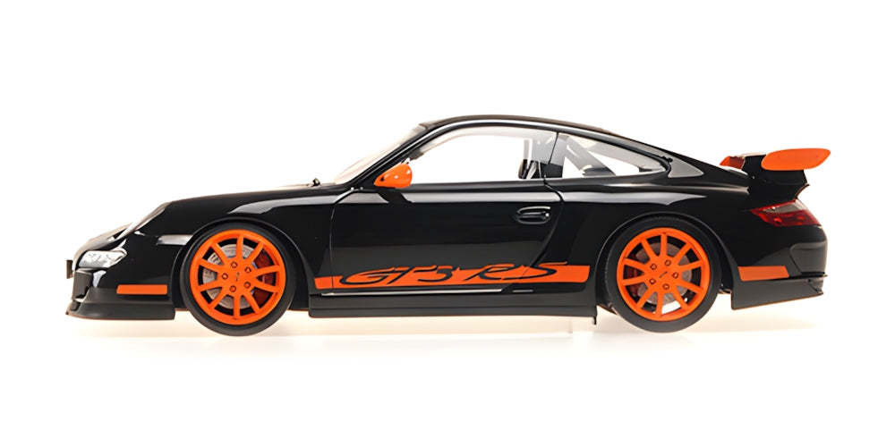 Minichamps 2007 Porsche 911 997 GT3 RS Black w/ Orange Wheels and Deco 1:18