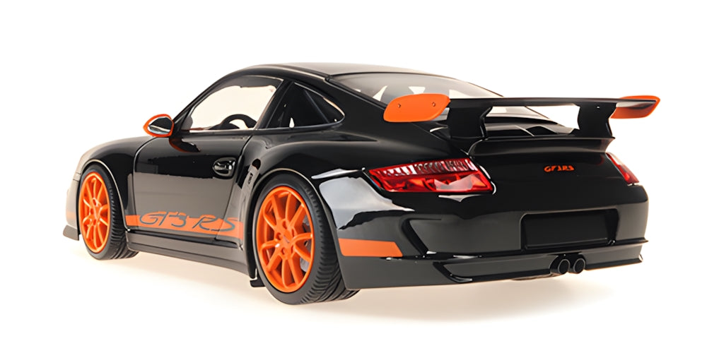 Minichamps 2007 Porsche 911 997 GT3 RS Black w/ Orange Wheels and Deco 1:18