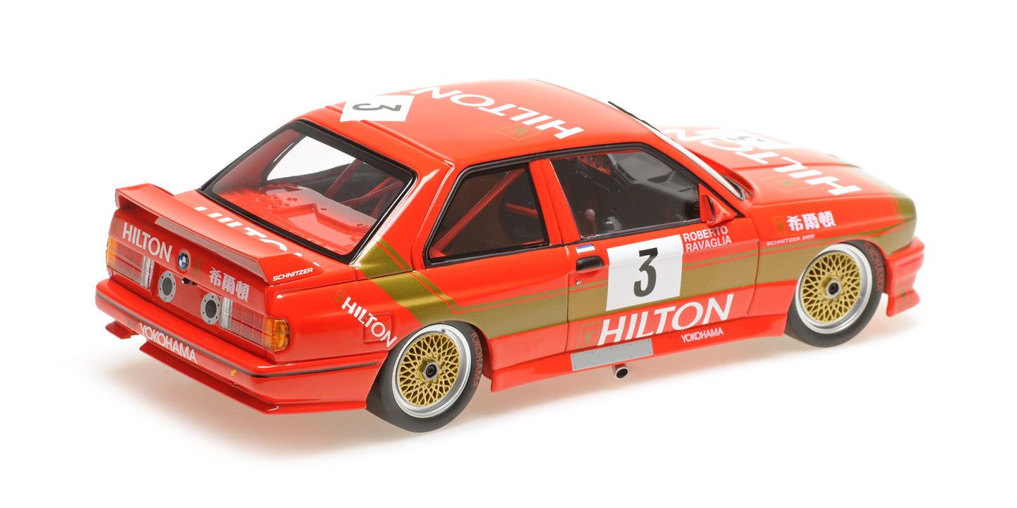 Minichamps 1987 BMW M3 (E30) DTM Schnitzer-BMW No 3 Winner Macau Guia Race Ravaglia Orange 1:18