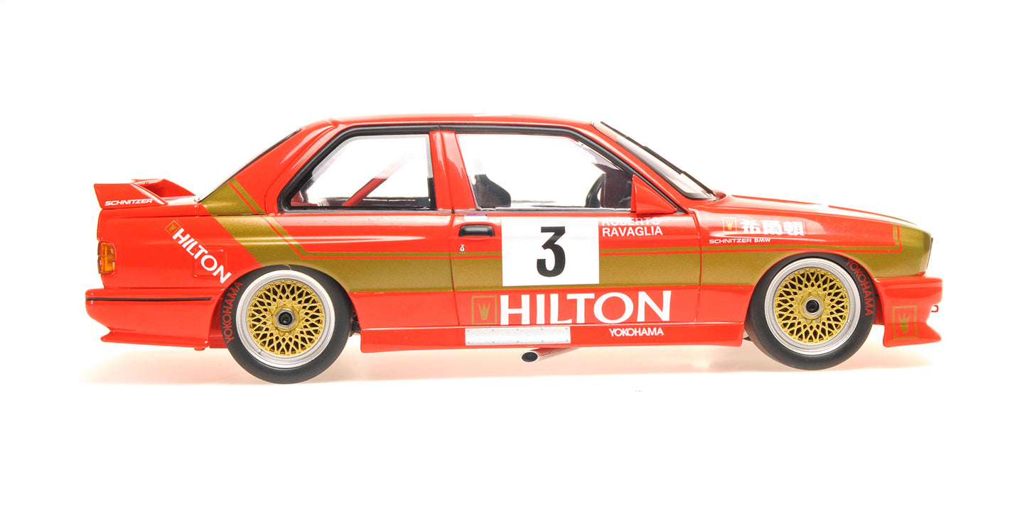 Minichamps 1987 BMW M3 (E30) DTM Schnitzer-BMW No 3 Winner Macau Guia Race Ravaglia Orange 1:18