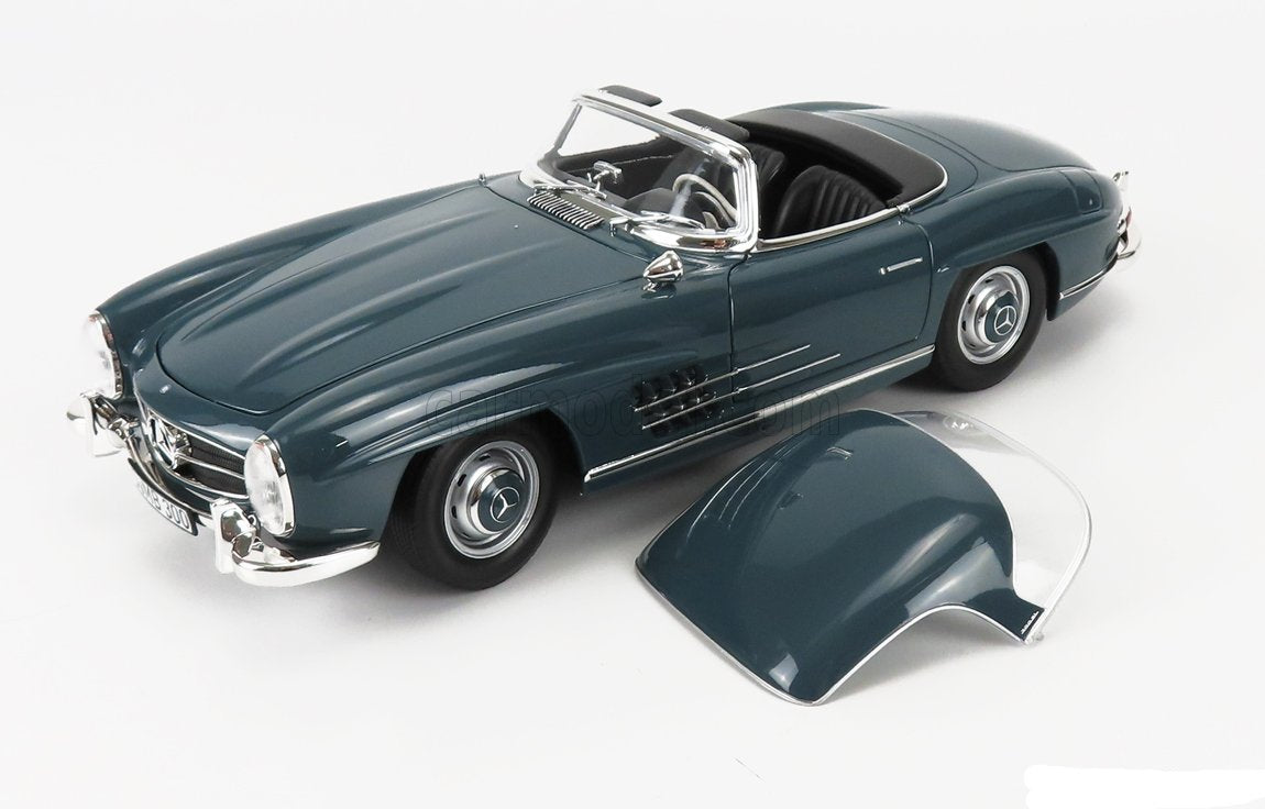 Norev 1957 Mercedes-Benz SL Class 300SL Roadster Spider (W198 II) w/ Removable Top Blue Grey 1:18