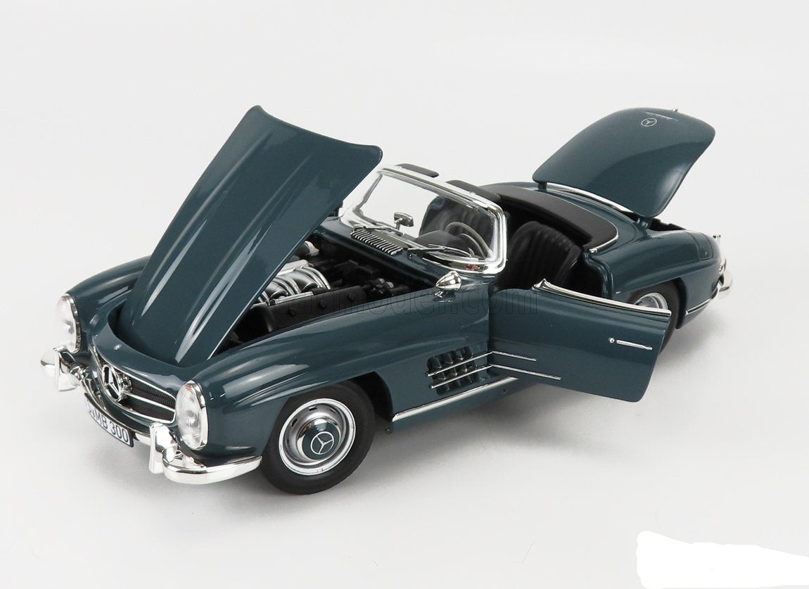 Norev 1957 Mercedes-Benz SL Class 300SL Roadster Spider (W198 II) w/ Removable Top Blue Grey 1:18