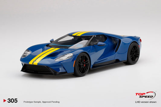 Topspeed 1:18 Ford GT Sunoco Blue w/ Yellow Stripe