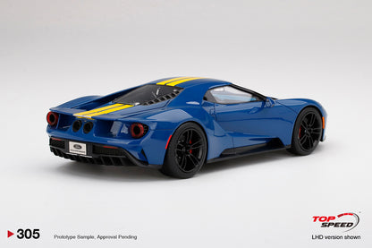 Topspeed 1:18 Ford GT Sunoco Blue w/ Yellow Stripe