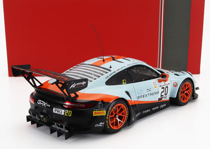 Ixo 2019 Porsche 911 991.2 GT3 R 4.0L Flat-6 Team Racing GPX No 20 Lt Blue/Orng/Black 1:18