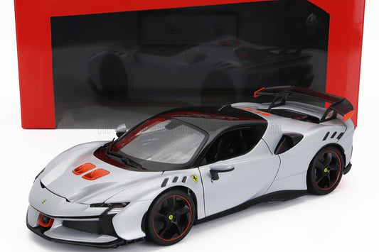 Bburago 2024 Ferrari SF90XX Stradale Arctic White (Bianco Artico) with Orange Accents 1:18