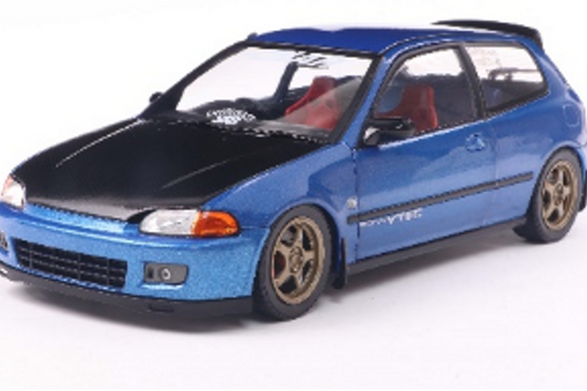 Solido 1991 Honda Civic EG6 SiR II Works Pearl Blue w/ Carbon Fiber Hood 1:18