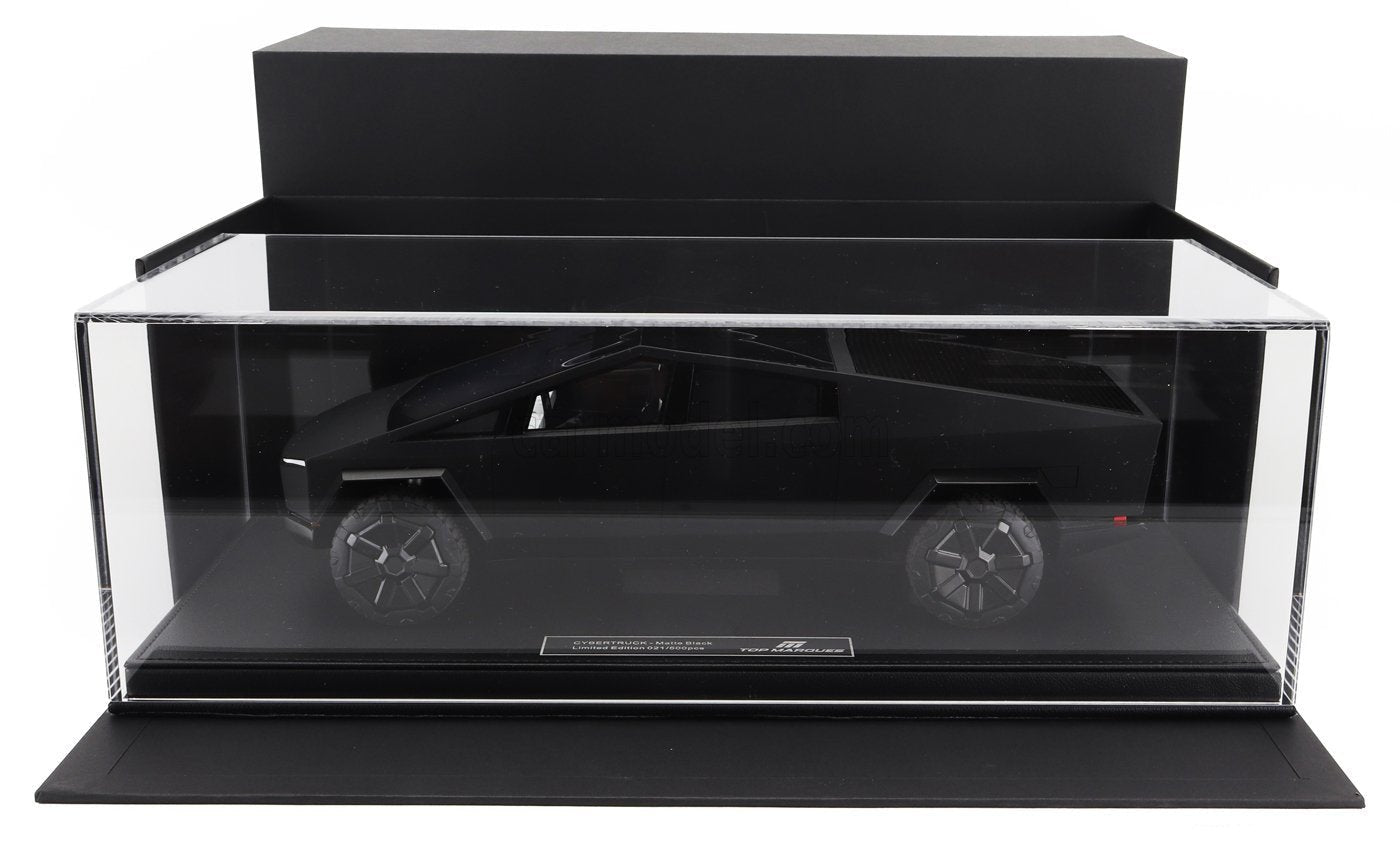 Top Marques Tesla Cybertruck Matte Black 1:18 Scale Model WITH DISPLAY CASE