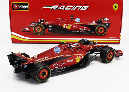 Bburago Ferrari F1 SF-24 Team Scuderia No 55 Season 2024 (Sainz) Red 1:18