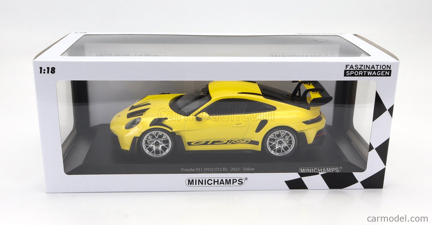 Minichamps 2023 Porsche 911 992 GT3 RS Yellow w/ Silver Wheels 1:18 SEALED, LIMITED EDITION