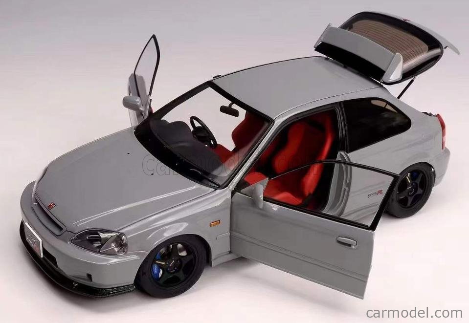 Motor Helix 1997 Honda Civic EK9 Hatchback Nardo Grey w/ Yokohama Tires & B16 Engine 1:18 LIMITED