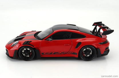 Minichamps 2022 Porsche 911 992 GT3 RS Weissach Pkg Guards Red w/ Black Wheels & Deco 1:18 LIMITED