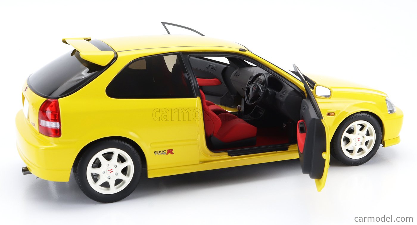 Motor Helix 1999 Honda Civic EK9 Hatchback Sunlight Yellow w/ B16 Engine 1:18 LIMITED