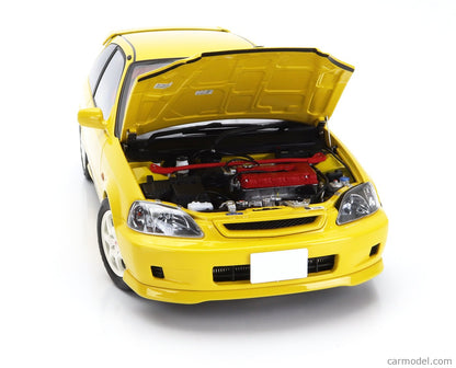 Motor Helix 1999 Honda Civic EK9 Hatchback Sunlight Yellow w/ B16 Engine 1:18 LIMITED