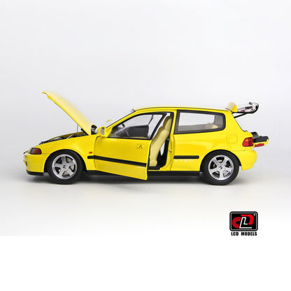 LCD 1993 Honda Civic SiR II EG6 V-Tech Hatchback Yellow 1:18