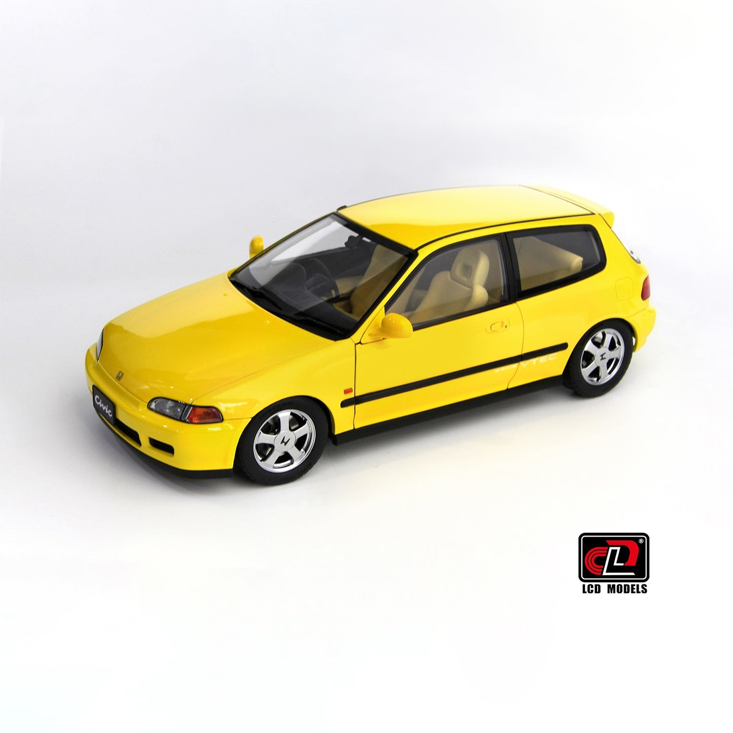 LCD 1993 Honda Civic SiR II EG6 V-Tech Hatchback Yellow 1:18