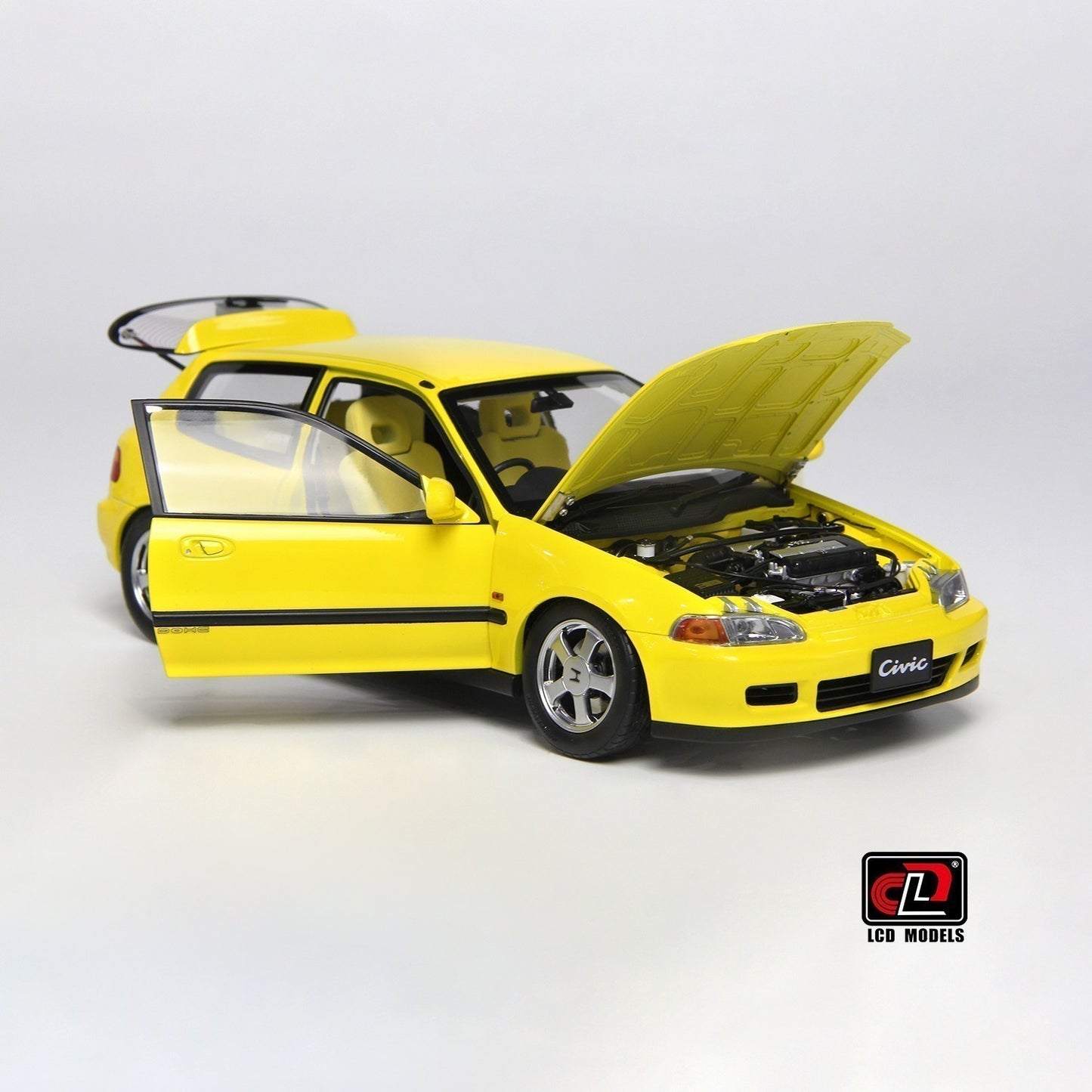 LCD 1993 Honda Civic SiR II EG6 V-Tech Hatchback Yellow 1:18