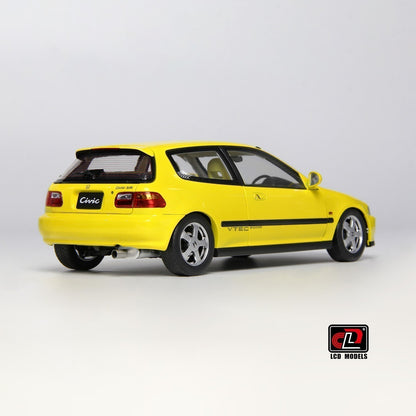 LCD 1993 Honda Civic SiR II EG6 V-Tech Hatchback Yellow 1:18