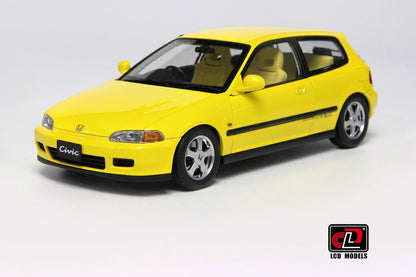 LCD 1993 Honda Civic SiR II EG6 V-Tech Hatchback Yellow 1:18