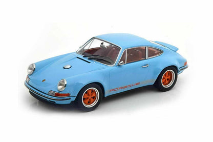 KK Scale 2014 Rendition Porsche 911 by Singer Coupe Gulf Blue w/ Orange Wheels 1:18