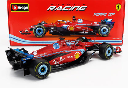 Bburago Ferrari F1 SF-24 Team Scuderia No 16 3rd Miami GP (LeClerc) 2024 Red 1:18