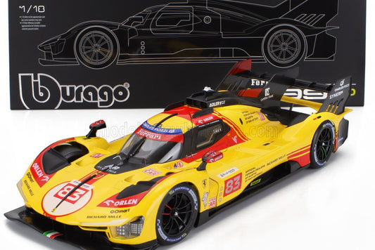 Bburago Ferrari 499P 3.0L Turbo V6 No 83 Team Ferrari AF Corse 2024 24hr Le Mans - Yellow 1:18