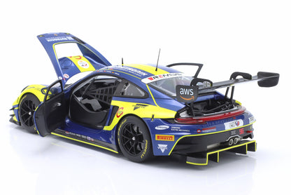 Minichamps Porsche 911 992 GT3 R Team Rutronik Racing No 96 24hr SPA 2023 Yellow & Blue 1:18