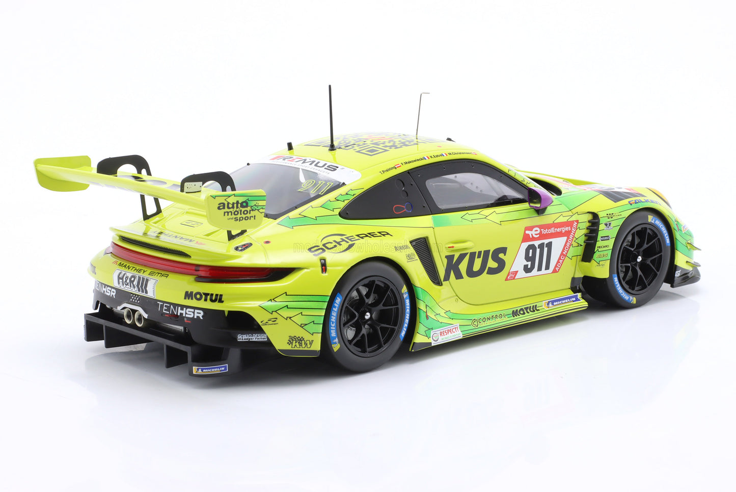 Ixo 2023 Porsche 911 992 GT3 R Team Manthey EMA No 911 IMSA 24hr Nurburgring 2023 Yellow 1:18