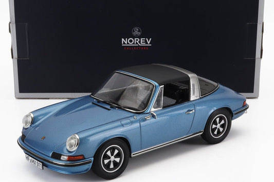 Norev 1973 Porsche 911 S 2.4 Targa w/ Removable Top Blue Metallic 1:18