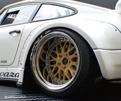 Ignition-Model Porsche 911 RWB 930 Kamiwaza White w/ Gold Work M1 Wheels 1:18