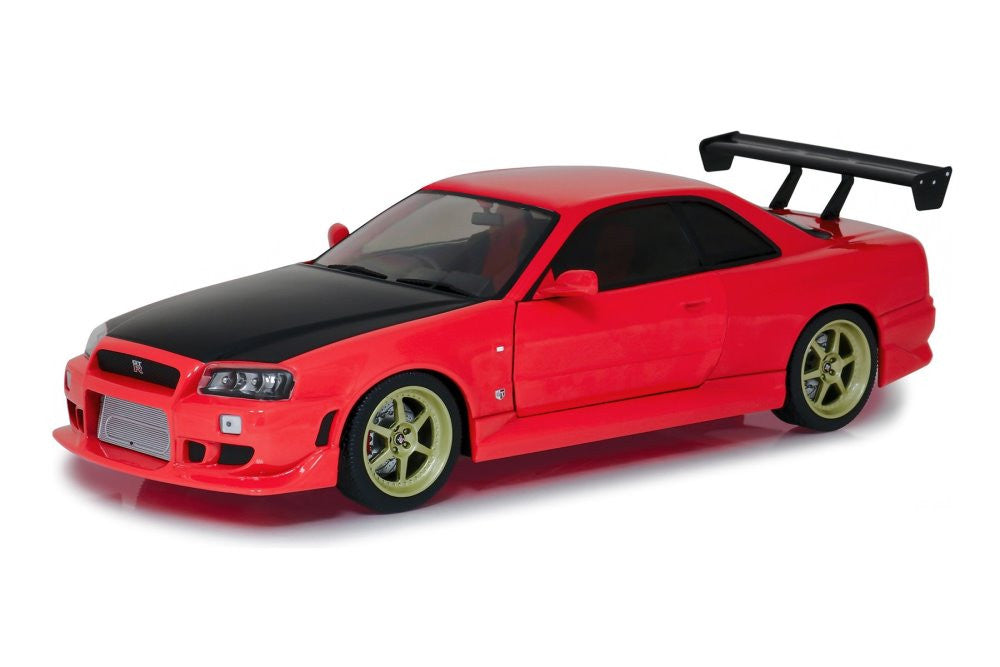 Greenlight 1999 Nissan Skyline GT-R (R34) Red w/ Black Hood & LED Ground Effects 1:18