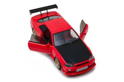 Greenlight 1999 Nissan Skyline GT-R (R34) Red w/ Black Hood & LED Ground Effects 1:18