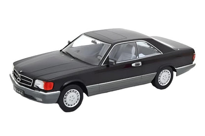 KK Scale 1985 Mercedes-Benz S Class 500SEC (C126) Coupe Black and Grey 1:18