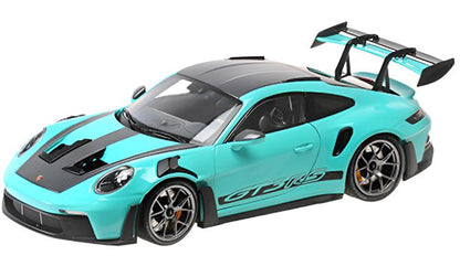 Minichamps 2023 Porsche 911 992 GT3 RS w/ Weissach Pkg Mint Green w/ Dark Silver Wheels 1:18