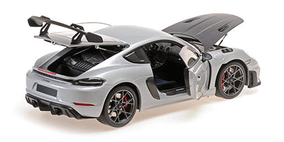 Minichamps 2024 Porsche 718 Cayman GT4 RS w/ Weissach Package GT Silver Metallic 1:18