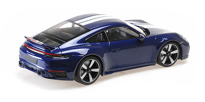 Minichamps 2022 Porsche 911 992 Sport Classic Gentian Blue w/ White Stripes 1:18 SEALED