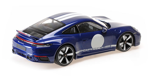 Minichamps 2022 Porsche 911 992 Sport Classic Gentian Blue w/ Roundel and White Stripes 1:18 SEALED