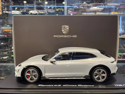 Minichamps 2021 Porsche Taycan 4S Cross Turismo Ice Grey 1:18 DEALER EDITION